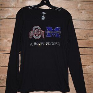 Michigan Ohio State House Divided rhinestone shirt XS,S,M,L,XL,XXL,1X,2X,3X,4X,5